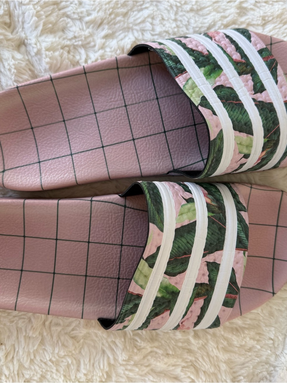 Farm Rio Adidas Pink Floral Palm Slide Sandals - Slides 10 🌴💖